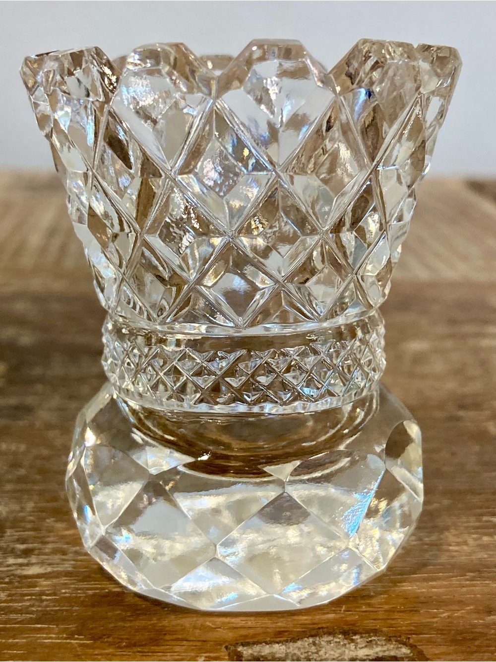 Vintage Glass Toothpick Holder Diamond Pattern